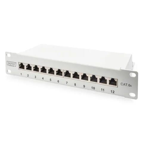Digitus CAT 6A Patch Panel. shielded. 12-Port. 1HE. 10". grey – image 2