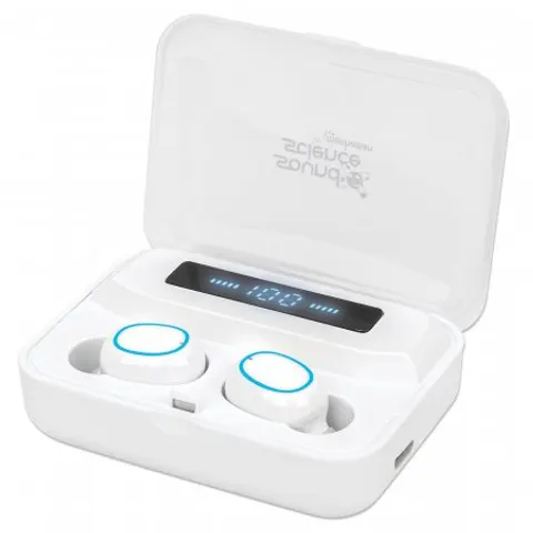 Manhattan Bluetooth Earphones. White. Microphone. Integrated Controls. – image 2