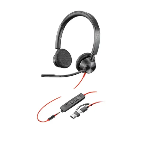 HP Poly Blackwire 3325 Stereo USB-C Headset +3.5mm Plug +USB-C/A Adapt – image 2