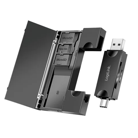 LogiLink USB 3.0 Cardreader. USB-A / USB-C. w/ memory card storage box – image 2