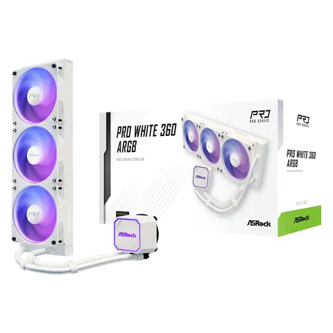 Asrock Pro White 360 ARGB Processor All-in-one liquid cooler 12 cm – image 2