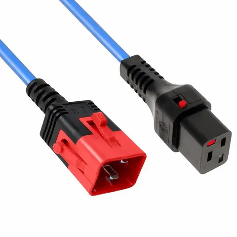 FDL 1M IEC C20 Plug TO IEC C19 Socket Dual Locking Ext. - Blue – image 2