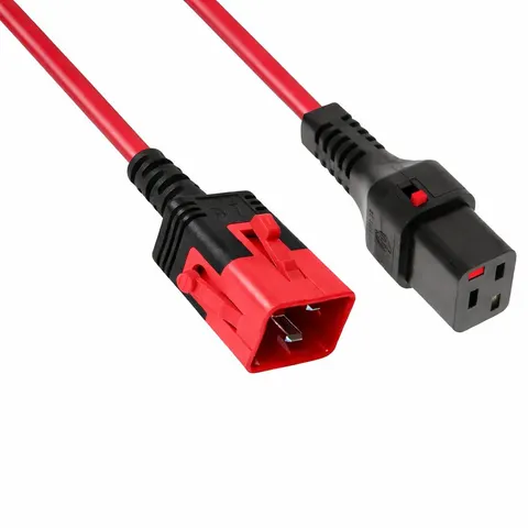 FDL 1M IEC C20 Plug TO IEC C19 Socket Dual Locking Ext. - RED – image 2