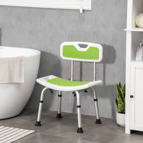 HOMCOM Shower Stool for Elderly Disabled Adjustable Shower Stool Green – image 3
