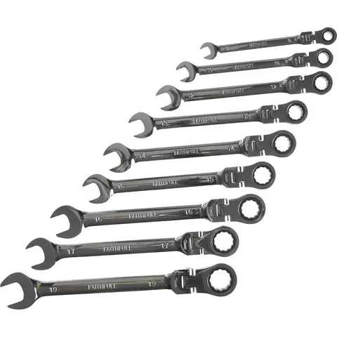 Faithfull 9 Piece Flexible Ratchet Combination Spanner Set – image 2