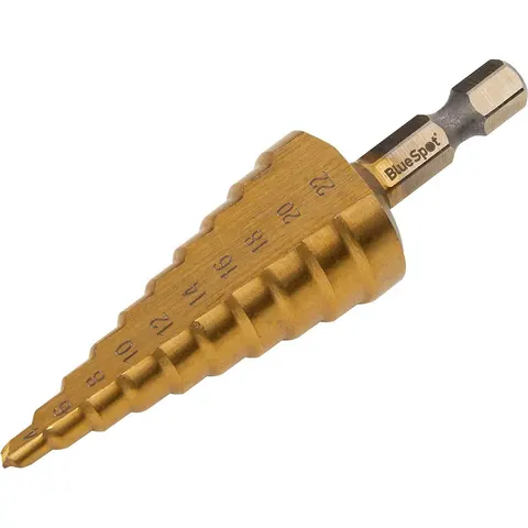 Bluespot Hex Shank HSS Titanium Coated Step Drill Bit – image 3