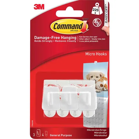 Command Adhesive Strip Micro Hooks – White – image 2
