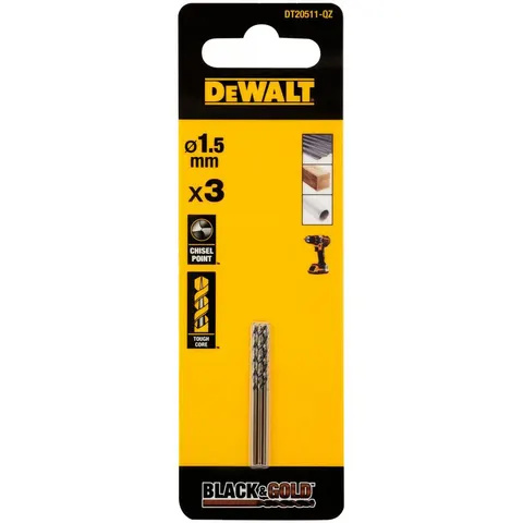 DEWALT BLACK&GOLD HSS Drill Bits (3) 1.5mm – image 3