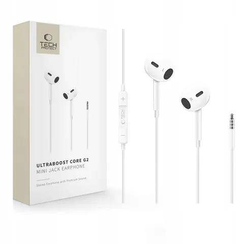 Tech-protect Ultraboost Mini Jack Earphone Core G2 White – zdjęcie 2