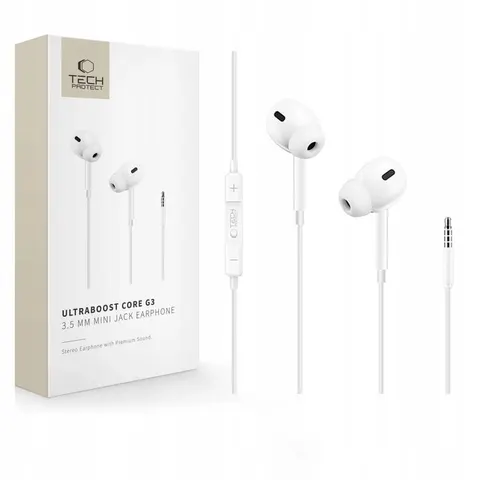 Tech-protect Ultraboost Mini Jack Earphone Core G3 White – zdjęcie 2