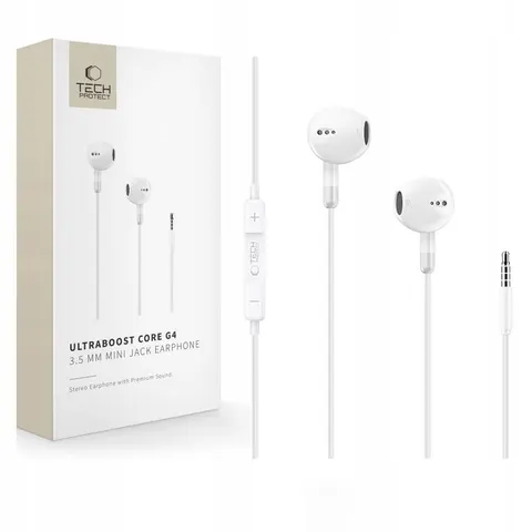 Tech-protect Ultraboost Mini Jack Earphone Core G4 White – zdjęcie 2