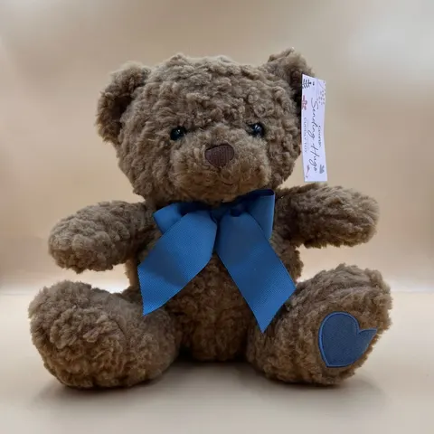 George Brown Teddy Bear with Blue Bow | 25cm – image 3