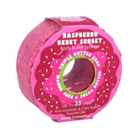 Bomb Cosmetics Raspberry Beret Sorbet Body Buffer Sponge – image 2