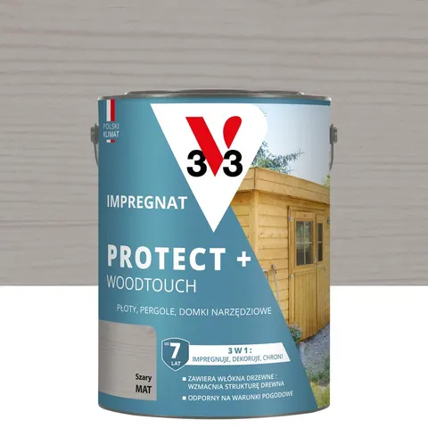 V33 Impregnat Protect+ szary 4,5L – zdjęcie 2