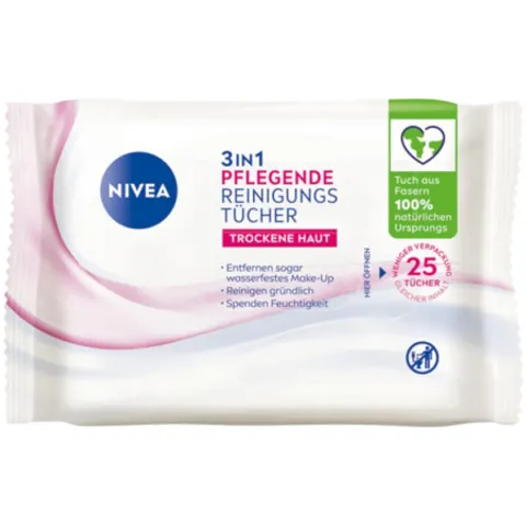 Nivea Caring 3in1 Cleansing Wipes - 25pcs – image 2