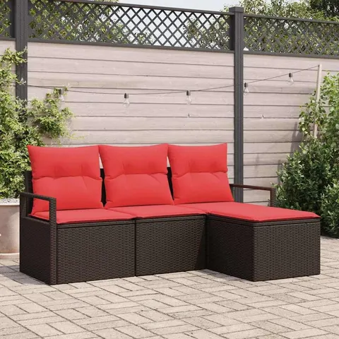 vidaXL Zestaw Sof 4 pcs Brązowy polirattan – zdjęcie 2
