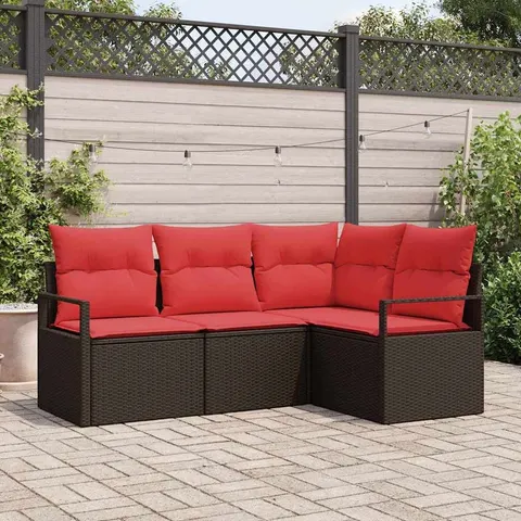 Zestaw Sof 4 pcs Brązowy polirattan vidaXL – zdjęcie 2