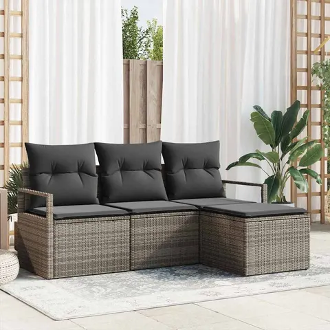 Zestaw Sof 4 pcs Szary polirattan vidaXL – zdjęcie 2