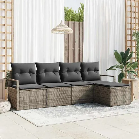 Zestaw Sof 5 pcs Szary polirattan vidaXL – zdjęcie 2