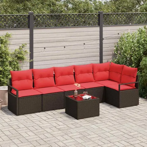 Zestaw Sof 7 pcs Brązowy polirattan vidaXL – zdjęcie 2