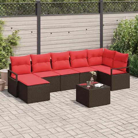 Zestaw Sof 8 pcs Brązowy polirattan vidaXL – zdjęcie 2