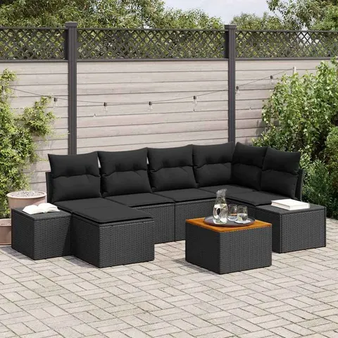 Zestaw Sof na Ogród 7 pcs Czarny vidaXL – zdjęcie 2