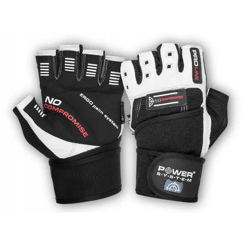 PowerSystem Rękawice No Compromise White Black L – zdjęcie 2