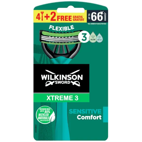 Wilkinson Sword Maquinilla Xtreme 3 Sensitive 4 uds + 2 GRATIS – imagen 2