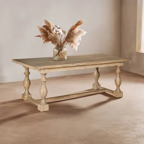 Lyon Whitewash Oak Wood Rectangular Dining Table – image 2