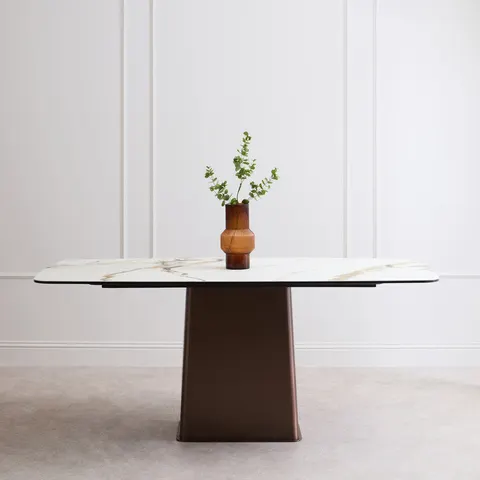 Imperia White Ceramic Marble Effect Rectangular Dining Table – image 2