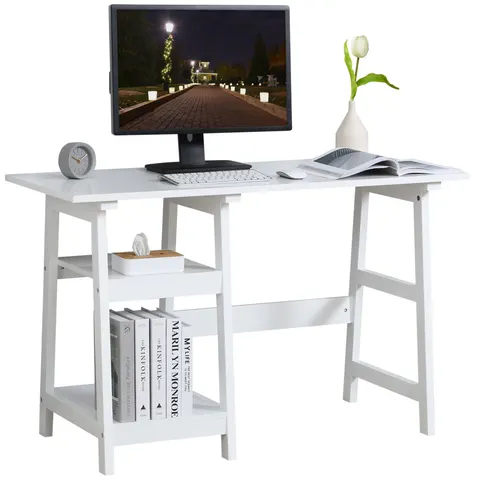 Computer Desk with Storage with Bookshelf PC Table Workstation White – image 2