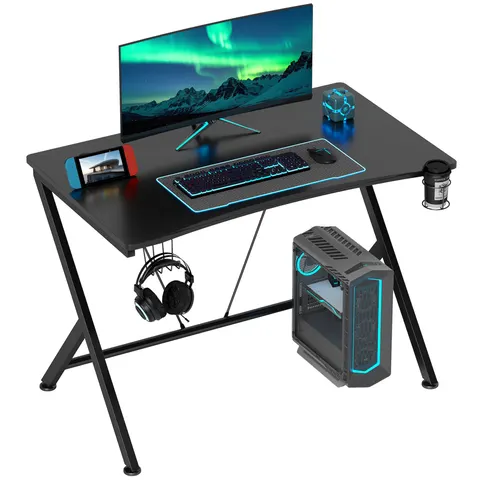 Gaming Desk Computer Table Metal Frame Black – image 2
