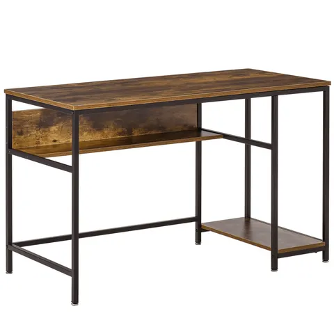 Computer Desk Workstation Storage Shelf, Rustic Brown w/ Storage – image 2