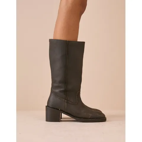 Dark Brown Suede Buckled Boots – Brown 37 – image 2