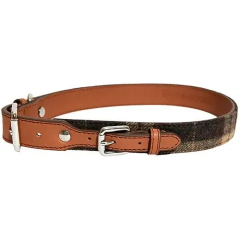 Tweed Check Leather Collar 16-20" x 3/4" – image 2