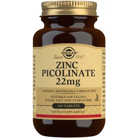 Solgar Zinc Picolinate 22 mg 100 Tablets – image 2