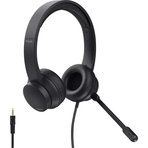 Trust Ayda On-Ear Wired Headset with Microphone – 3.5mm Jack, Lightweight, Adjustable Headband, 1.8m Cable – For PC, Laptop, Mac, Zoom & Teams – Black, New – image 2