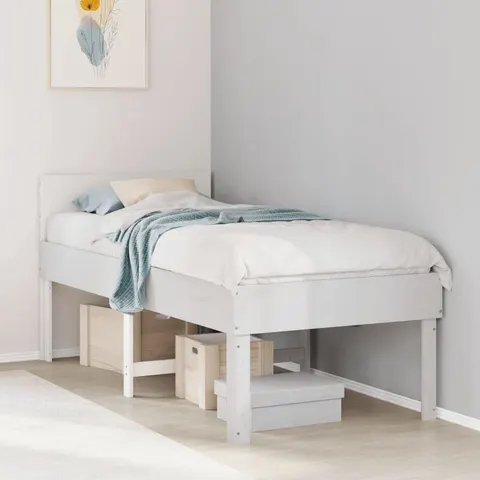 Vidaxl Bed Frame Without Mattress Solid Wood Pine White 75 x 190 cm – image 2