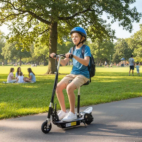 HOMCOM Foldable Powered Scooter with Adjustable Handle, Brake, Black – image 2