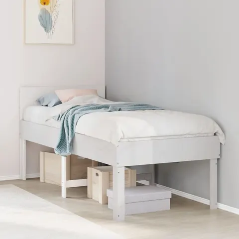 Vidaxl Bed Frame Without Mattress Solid Wood Pine White 90 x 190 cm – image 2
