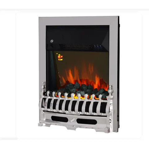 HOMCOM Electric Fireplace 1 & 2KW LED Fire Remote Control Heater Silver – image 2