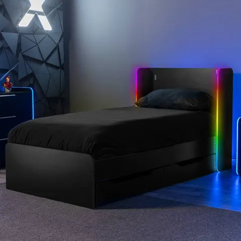 X Rocker Electra Single Gaming Storage Bed with LED - Black – image 2