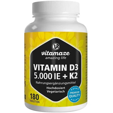 vitamaze VITAMIN D3 5000 I.E. K2 180 St Tabletten – Bild 3