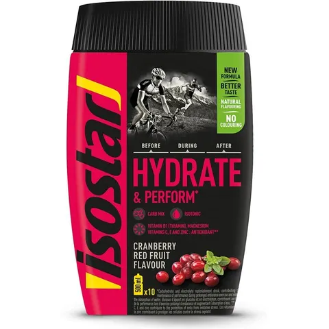 Isostar Hydrate & Perform Powder Cranberry red Fruit – Bild 2