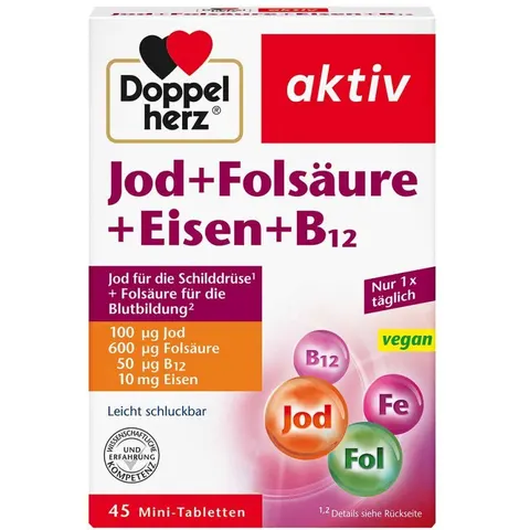 Doppelherz Jod + Folsäure + Eisen + B12 Tabletten – Bild 3