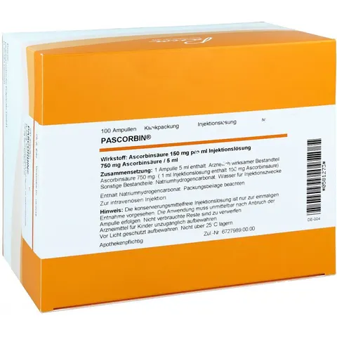 Pascorbin 750 mg Ascorbinsäure/5ml Injektionslösung – Bild 2