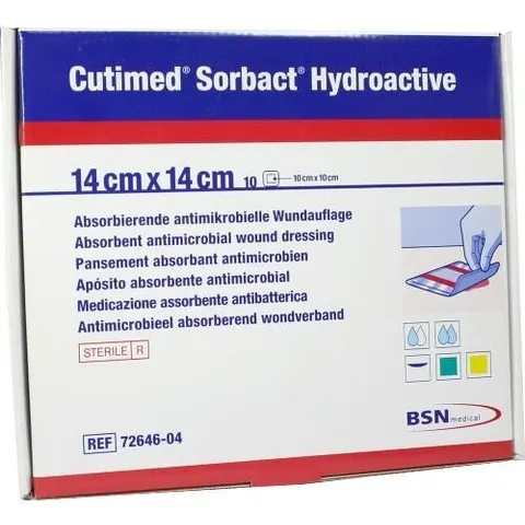 Cutimed Sorbact Hydroactive Kompressen 14x14 cm – Bild 3