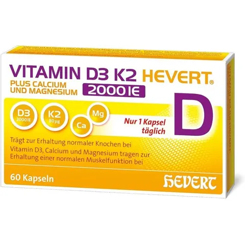 Vitamin D3 K2 HEVERT 2000 I.E. 60 St Kapseln – Bild 2