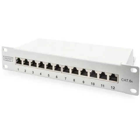 DIGITUS Cat.6A Patch Panel, geschirmt, 12-Port, 10", grau – Bild 2