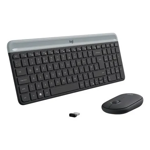 LGN Logitech MK470 Wireless Slim Desktopset US Layout – Schwarz – Bild 2